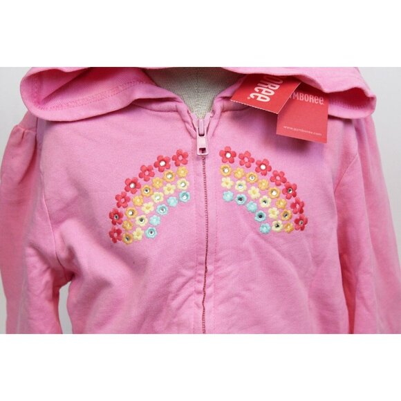 NEW 2007 Gymboree Spring Rainbow Zip up Hoodie 10 Flower Jacket Summer Embroider - Picture 2 of 5